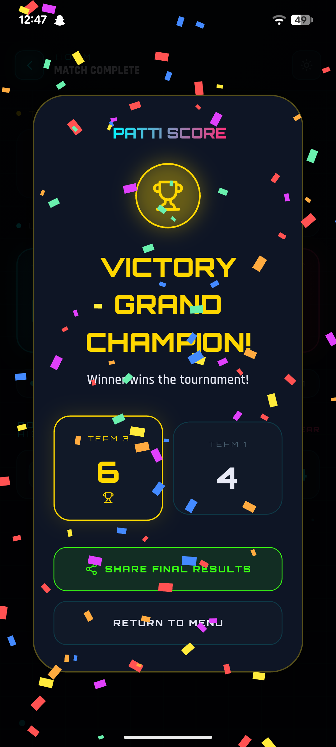 Victory Screen